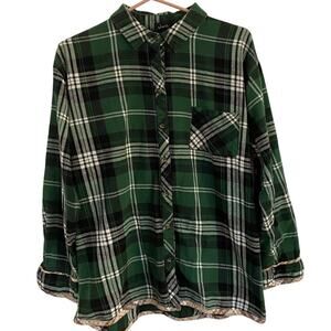 Justify Green Plaid Flannel Button Down Shirt
